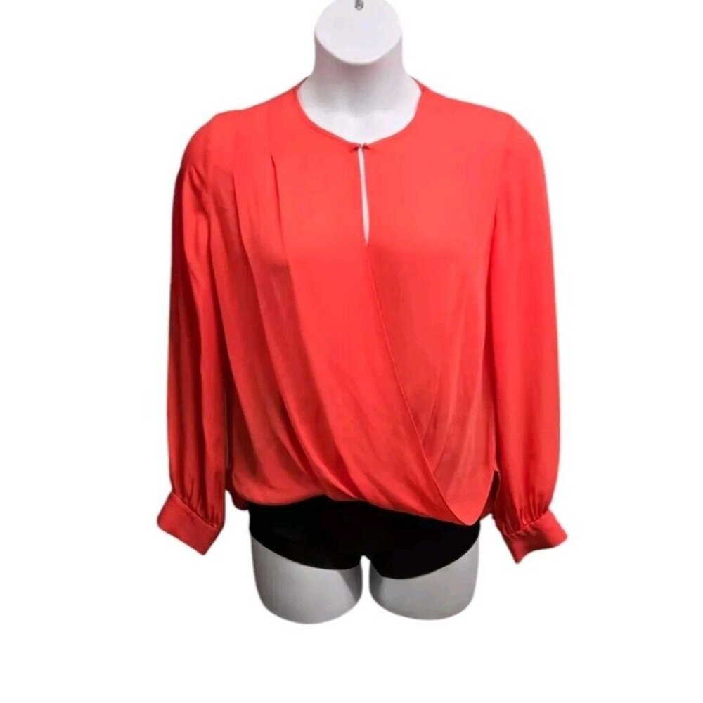 L'AGENCE Coral Wrap-Front Long Sleeve Blouse